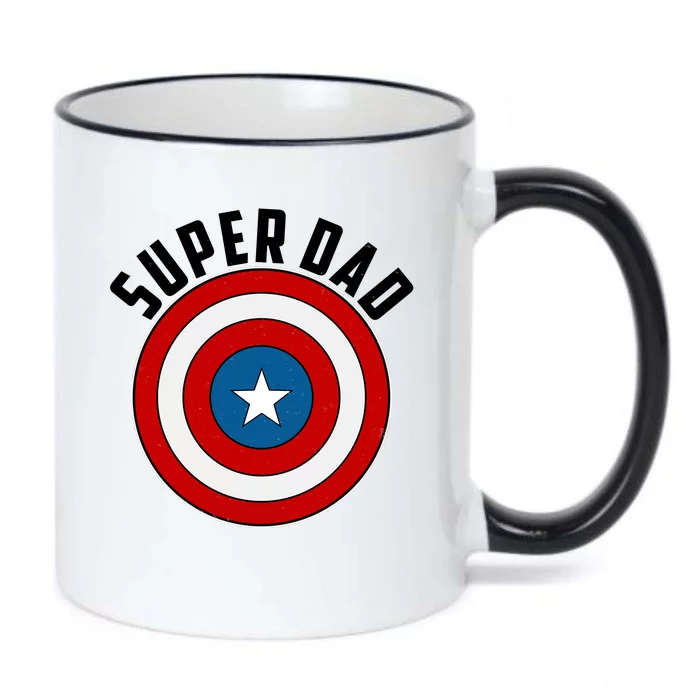 Super Dad Superhero Shield Father's Day Black Color Changing Mug