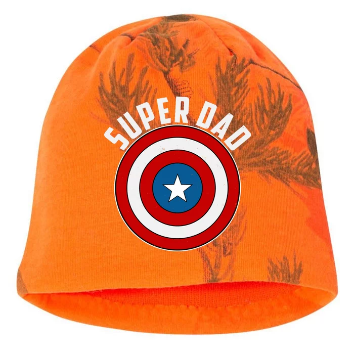 Super Dad Superhero Shield Father's Day Kati - Camo Knit Beanie