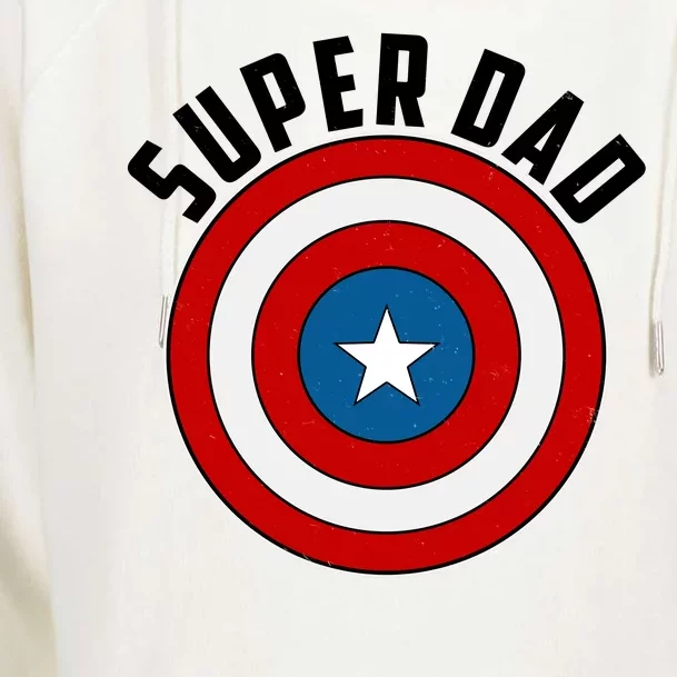 Super Dad Superhero Shield Father's Day Womens Funnel Neck Pullover Hood