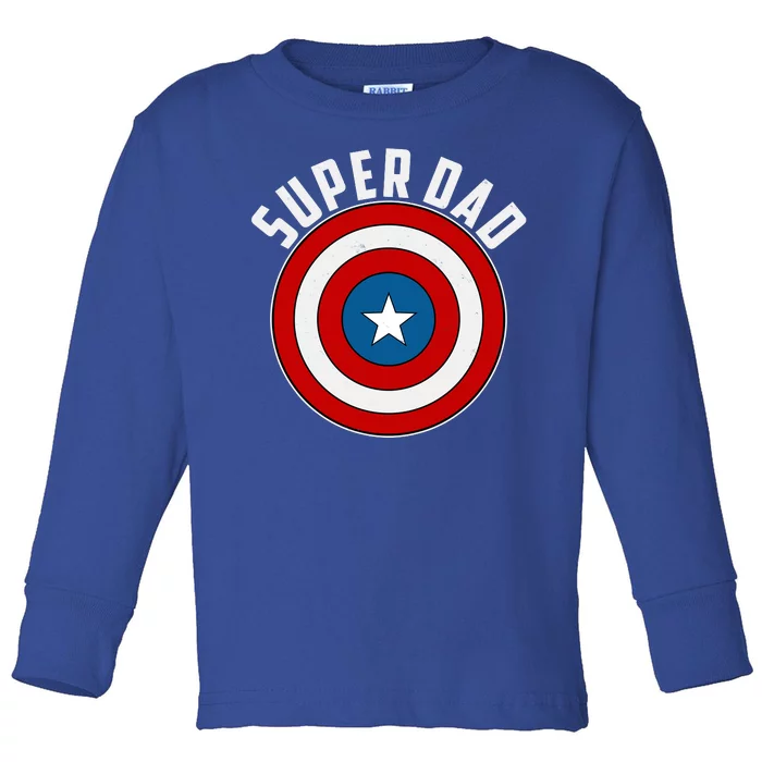 Super Dad Superhero Shield Father's Day Toddler Long Sleeve Shirt