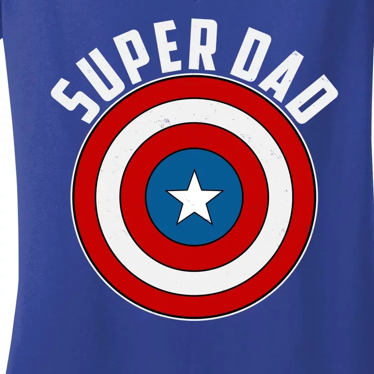 Super Dad Superhero Shield Father's Day Women's V-Neck T-Shirt