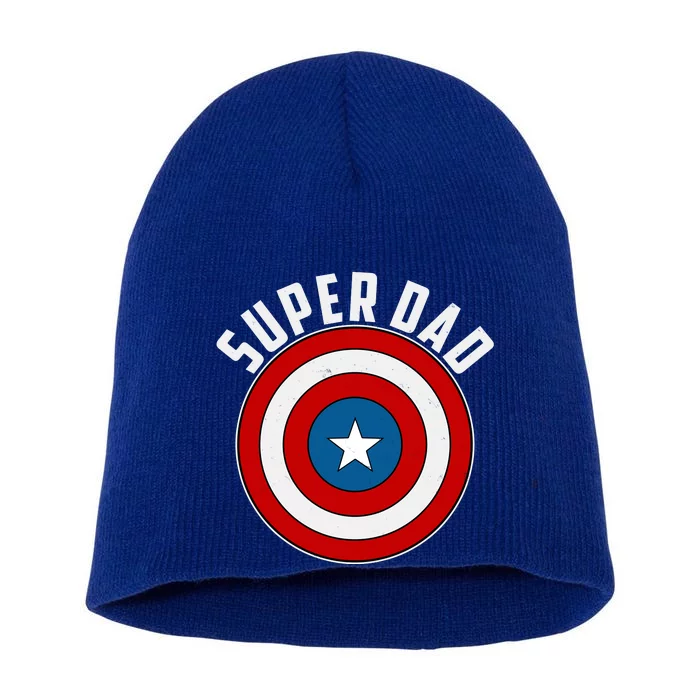 Super Dad Superhero Shield Father's Day Short Acrylic Beanie