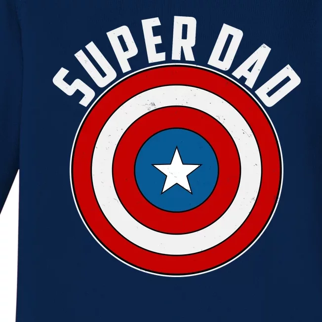 Super Dad Superhero Shield Father's Day Baby Long Sleeve Bodysuit