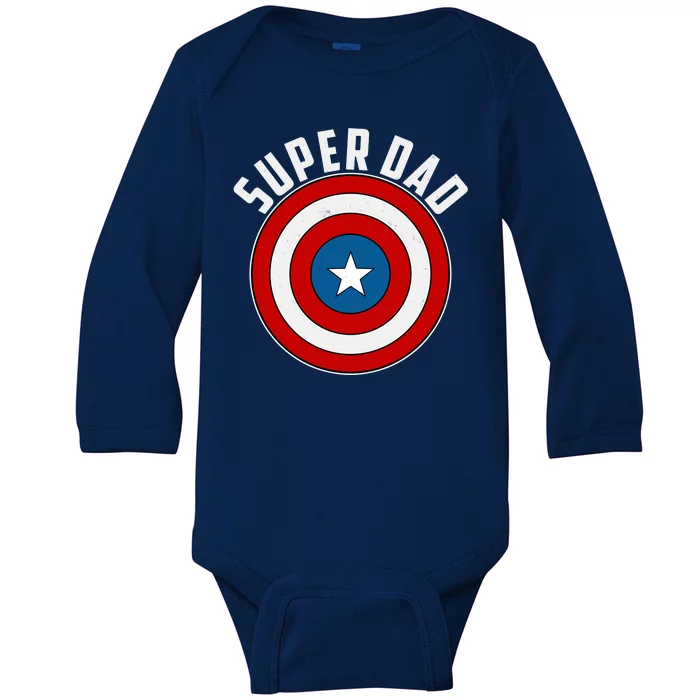 Super Dad Superhero Shield Father's Day Baby Long Sleeve Bodysuit