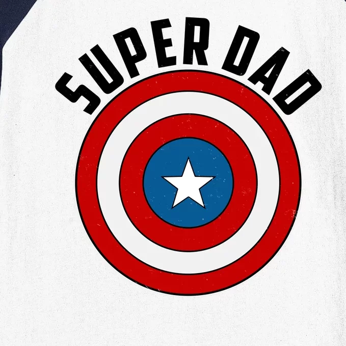 Super Dad Superhero Shield Father's Day Baseball Sleeve Shirt