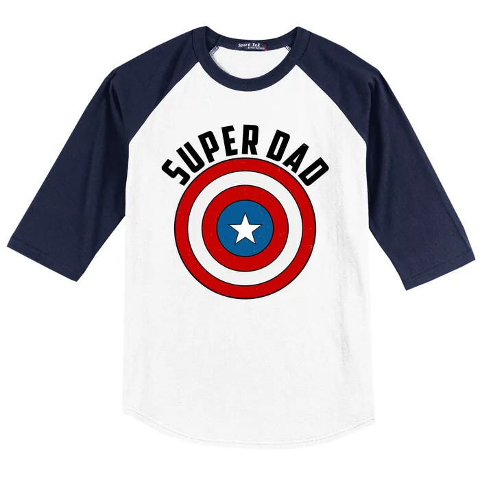 Super Dad Superhero Shield Father's Day Baseball Sleeve Shirt