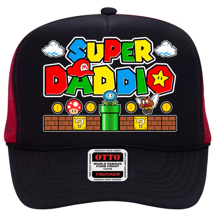 Super Daddio Dad Video Gamer High Crown Mesh Trucker Hat