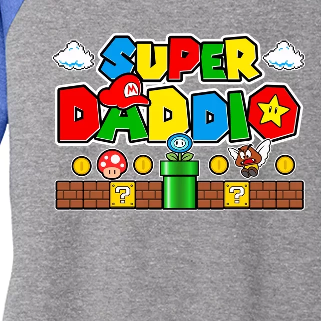 Super Daddio Dad Video Gamer Women's Tri-Blend 3/4-Sleeve Raglan Shirt