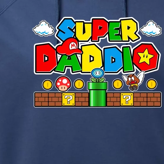 Super Daddio Dad Video Gamer Performance Fleece Hoodie