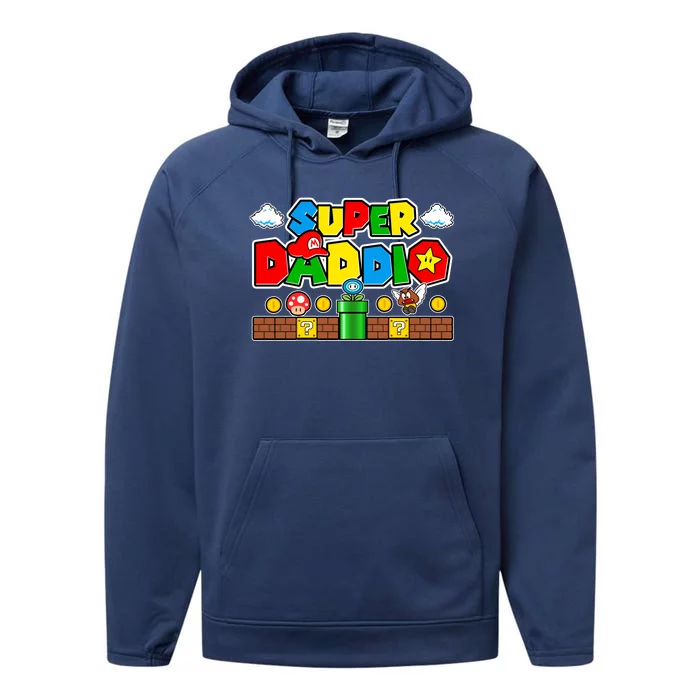 Super Daddio Dad Video Gamer Performance Fleece Hoodie