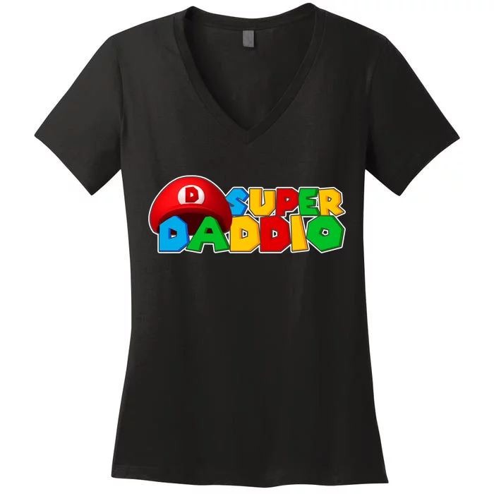 Super Daddio Gamer Dad Women's V-Neck T-Shirt