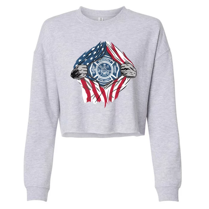 Super Fireman USA Cropped Pullover Crew