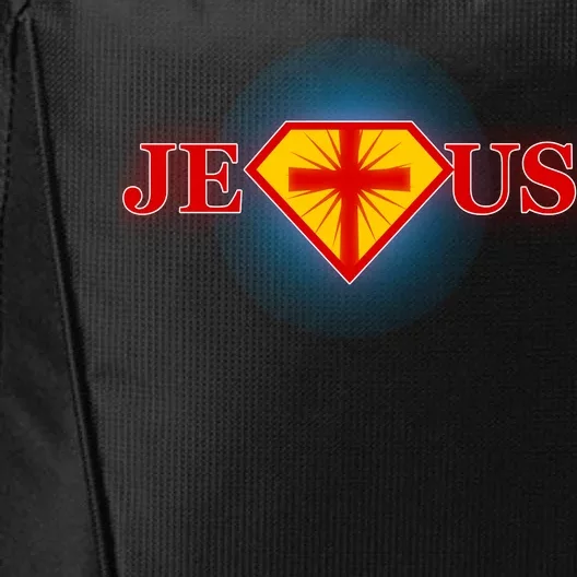 Super Jesus Superhero Comic Logo City Backpack