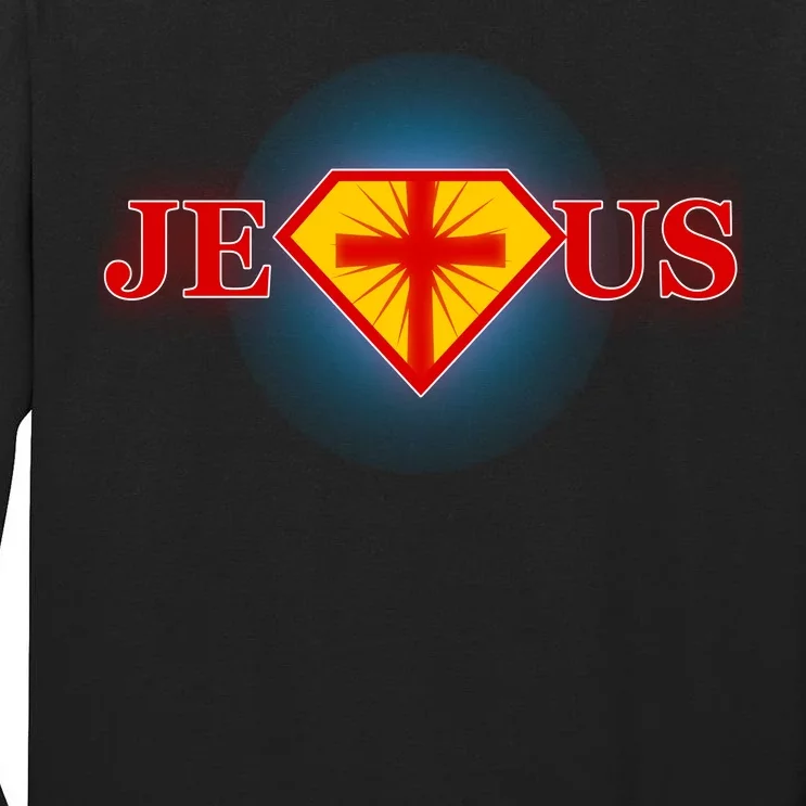 Super Jesus Superhero Comic Logo Tall Long Sleeve T-Shirt