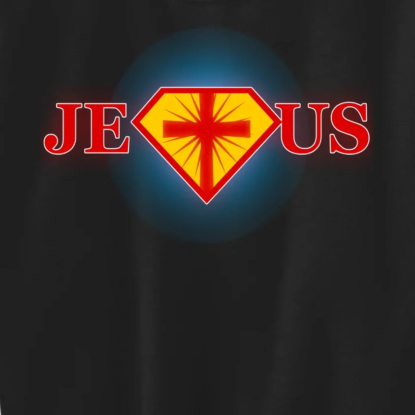 Super Jesus Superhero Comic Logo Kids Sweatshirt