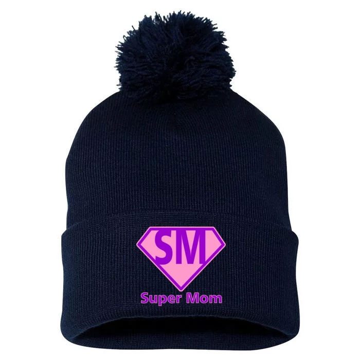 Super Mom Pom Pom 12in Knit Beanie