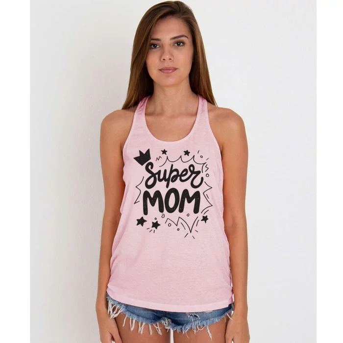 Super Mom Mothers Day Women's Knotted Racerback Tank