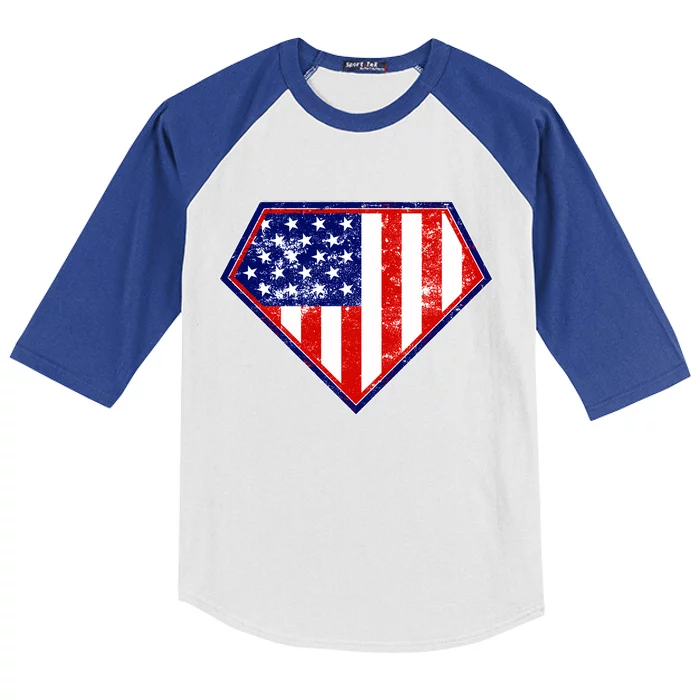 Super Patriot US Flag Kids Colorblock Raglan Jersey