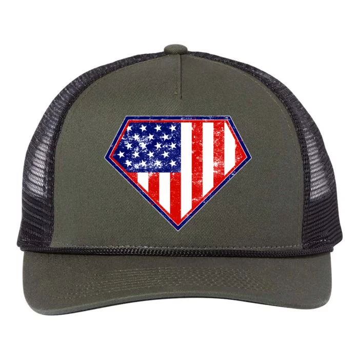 Super Patriot US Flag Retro Rope Trucker Hat Cap