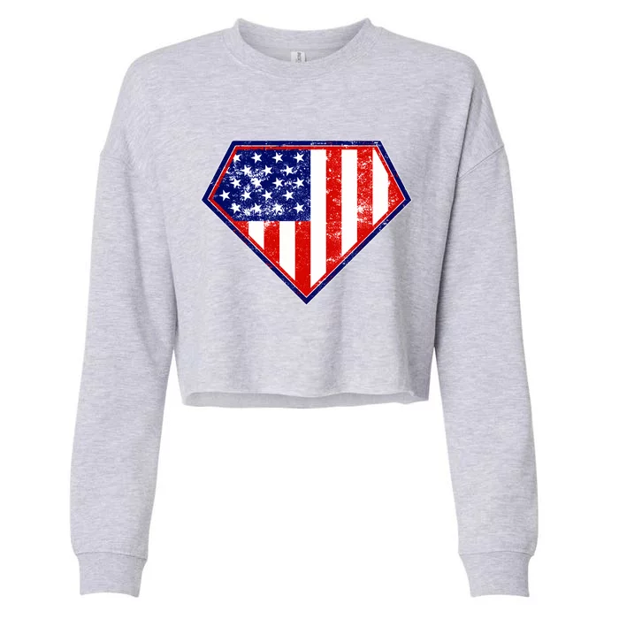 Super Patriot US Flag Cropped Pullover Crew