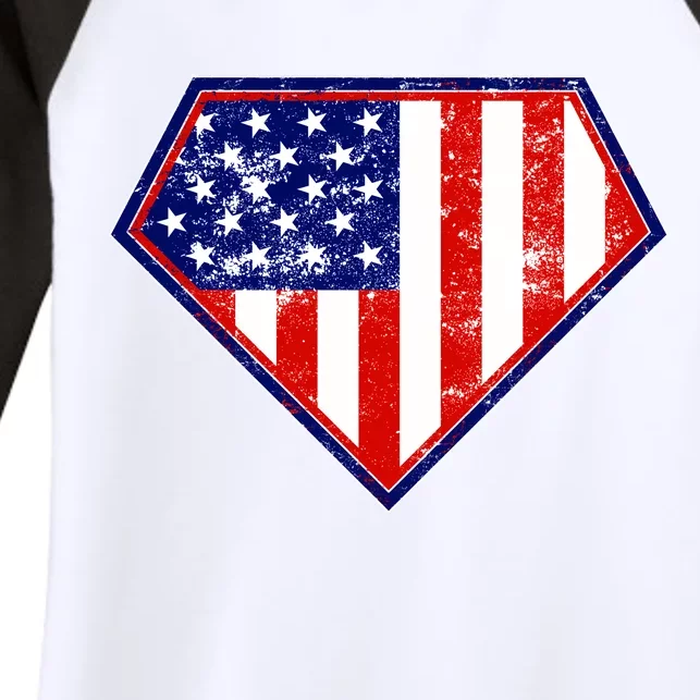 Super Patriot US Flag Women's Tri-Blend 3/4-Sleeve Raglan Shirt