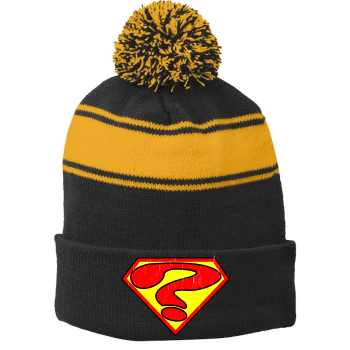 Super Question Retro Stripe Pom Pom Beanie