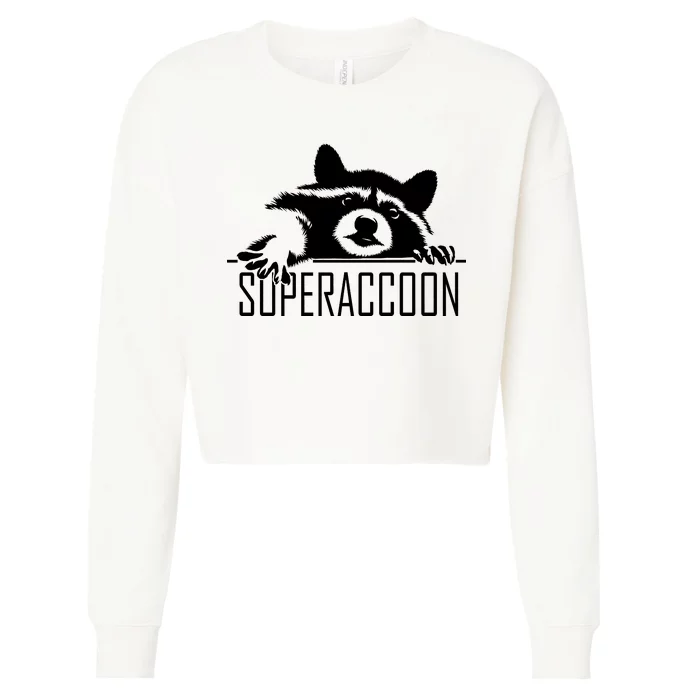 Super Raccoon Superraccon Trash Panda Cropped Pullover Crew