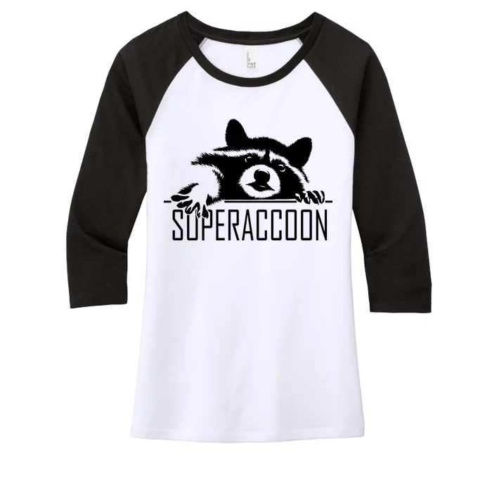 Super Raccoon Superraccon Trash Panda Women's Tri-Blend 3/4-Sleeve Raglan Shirt