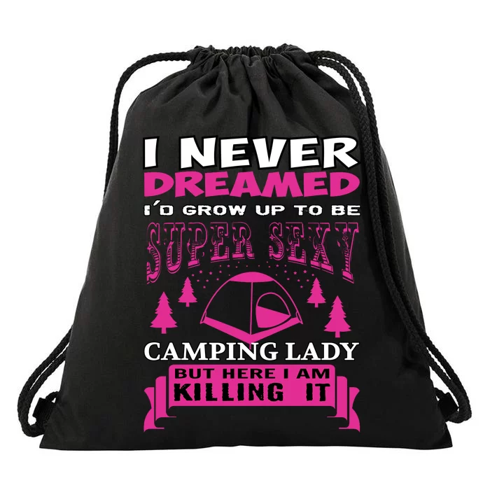 Super Sexy Camping Lady Drawstring Bag