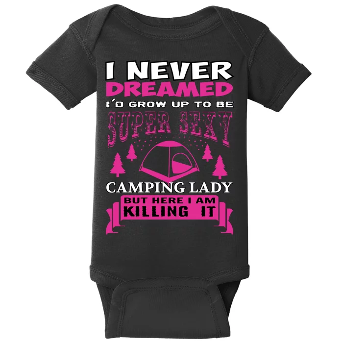 Super Sexy Camping Lady Baby Bodysuit