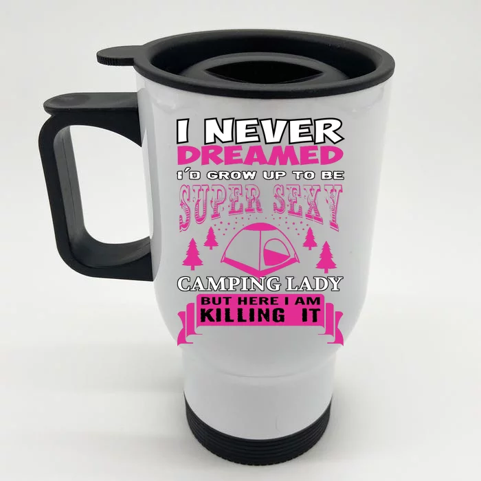 Super Sexy Camping Lady Front & Back Stainless Steel Travel Mug