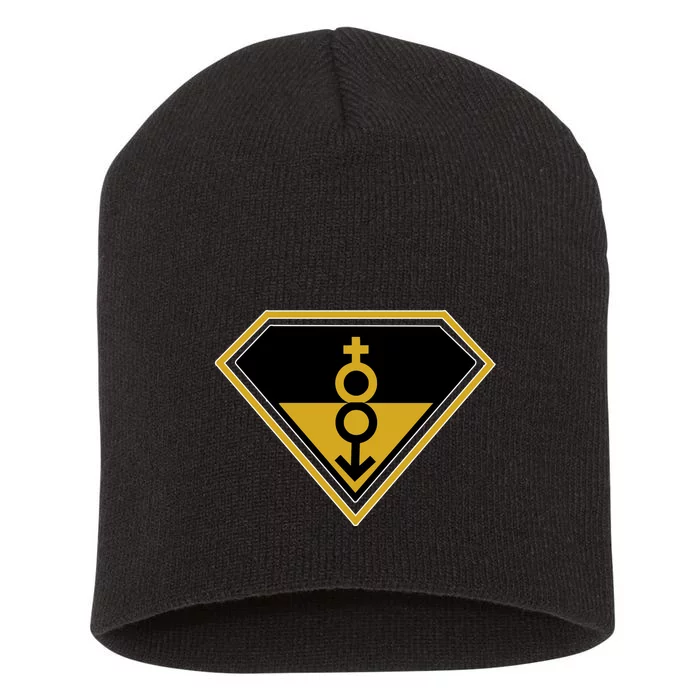 Super Straight Pride Superhero Short Acrylic Beanie