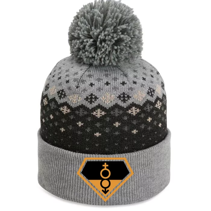 Super Straight Superhero Comic Logo The Baniff Cuffed Pom Beanie