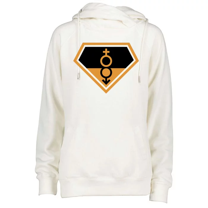 Super Straight Superhero Comic Logo Womens Funnel Neck Pullover Hood