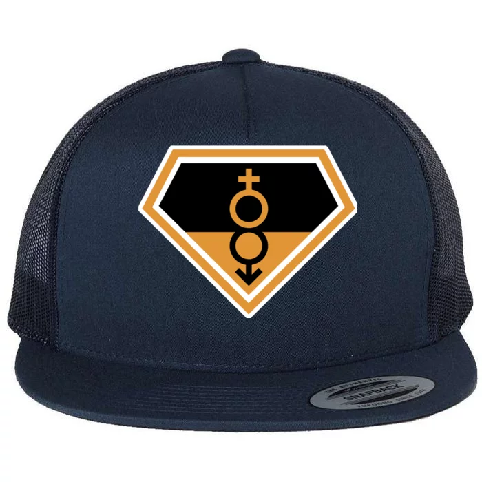 Super Straight Superhero Comic Logo Flat Bill Trucker Hat