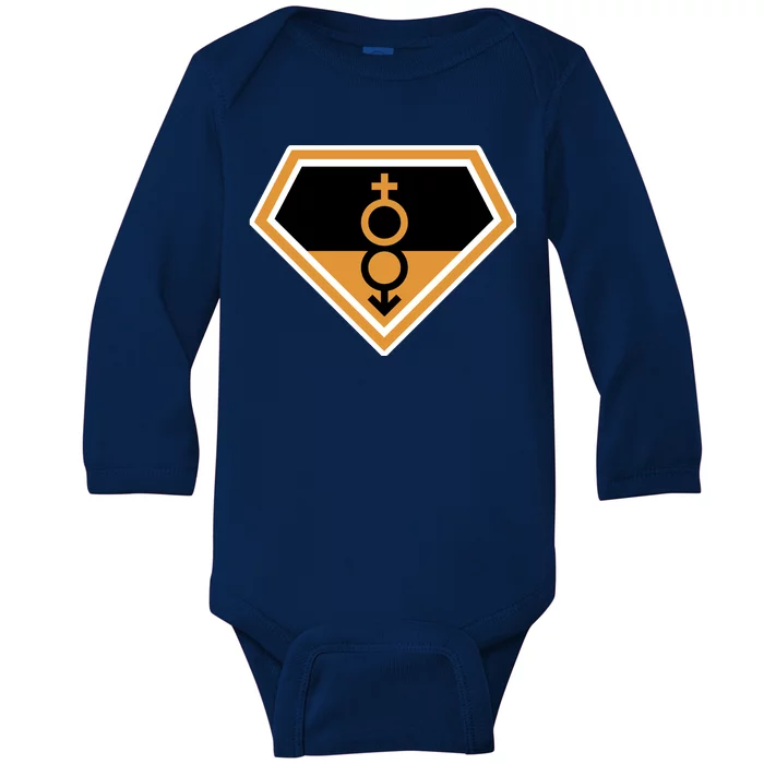 Super Straight Superhero Comic Logo Baby Long Sleeve Bodysuit