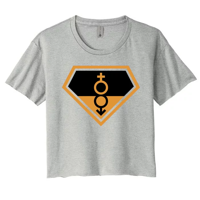 Super Straight Superhero Comic Logo Women's Crop Top Tee