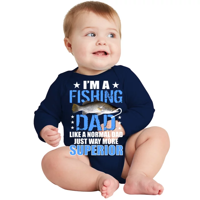 Superior Fishing Dad Baby Long Sleeve Bodysuit