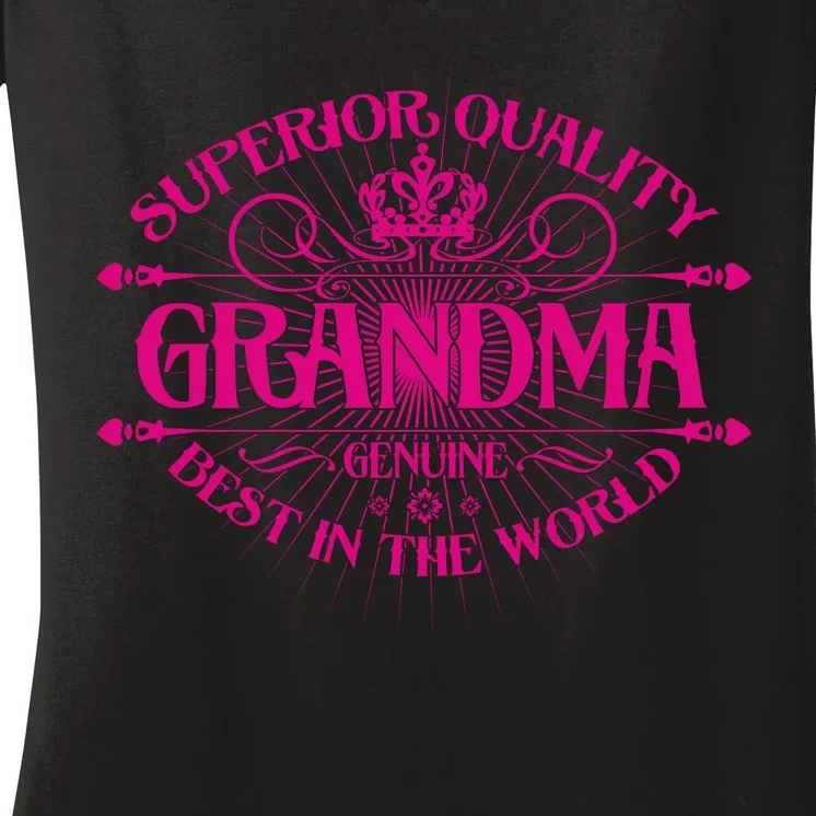 Superior Quality Grandma Best In The World Women's V-Neck T-Shirt