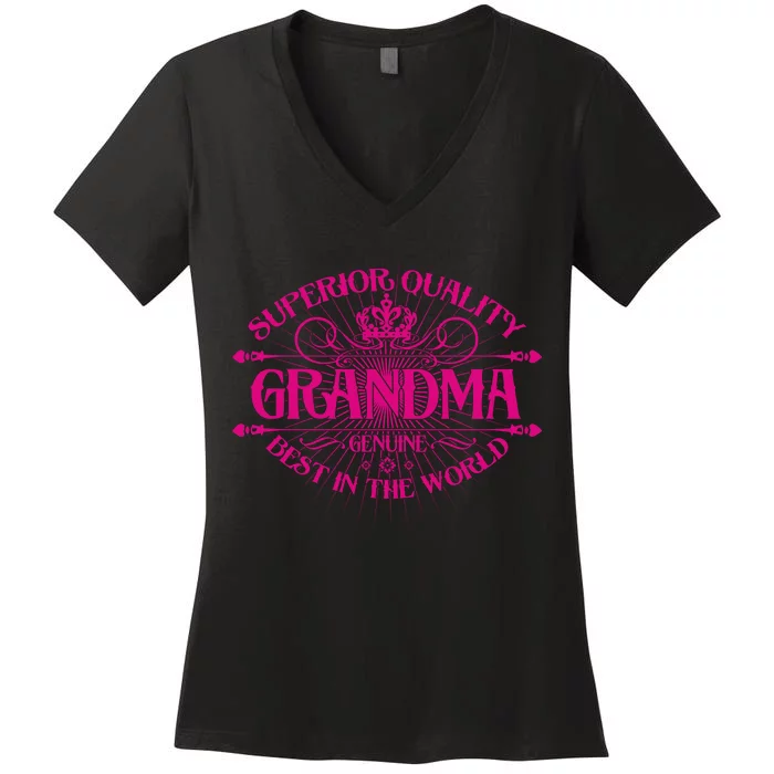 Superior Quality Grandma Best In The World Women's V-Neck T-Shirt