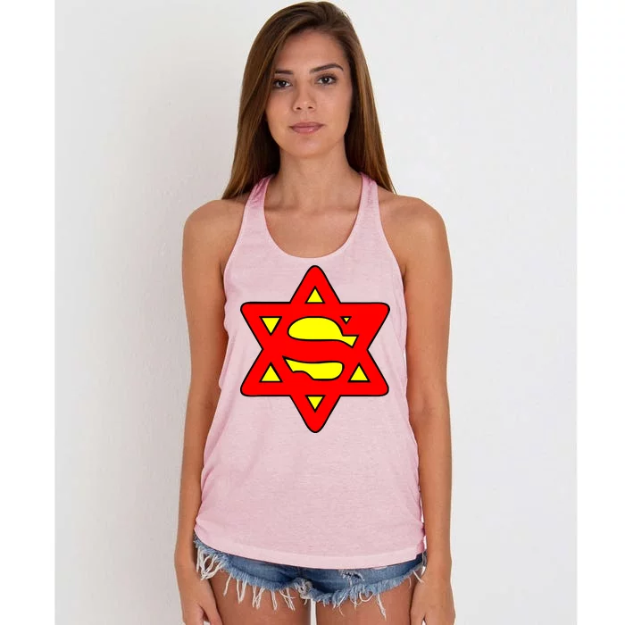 Superjew Super Jew Logo Women's Knotted Racerback Tank