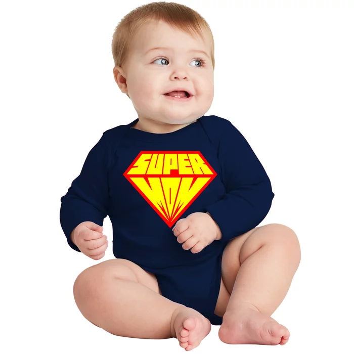 Supermom Super Mom Crest Baby Long Sleeve Bodysuit