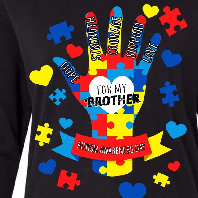 Support Autism Awareness Day For My Brother Womens Cotton Relaxed Long Sleeve T-Shirt