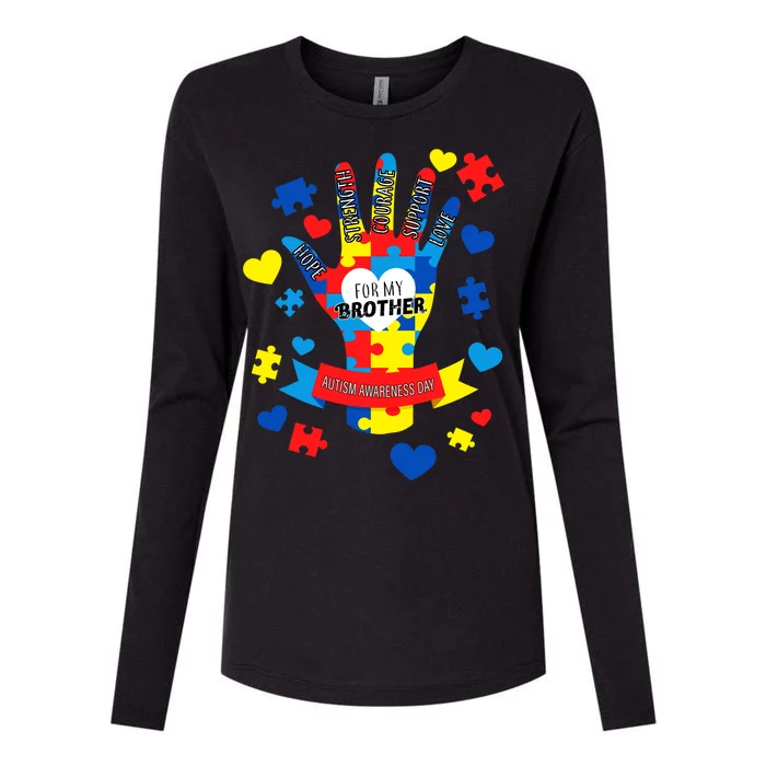 Support Autism Awareness Day For My Brother Womens Cotton Relaxed Long Sleeve T-Shirt