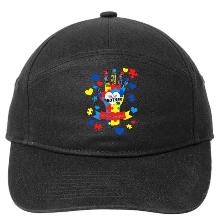 Support Autism Awareness Day For My Brother 7-Panel Snapback Hat