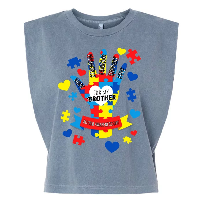 Support Autism Awareness Day For My Brother Garment-Dyed Women's Muscle Tee