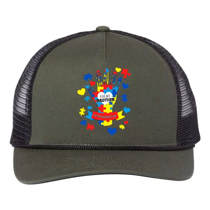 Support Autism Awareness Day For My Brother Retro Rope Trucker Hat Cap