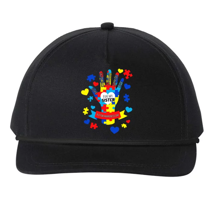 Support Autism Awareness Day For My Sister Snapback Five-Panel Rope Hat