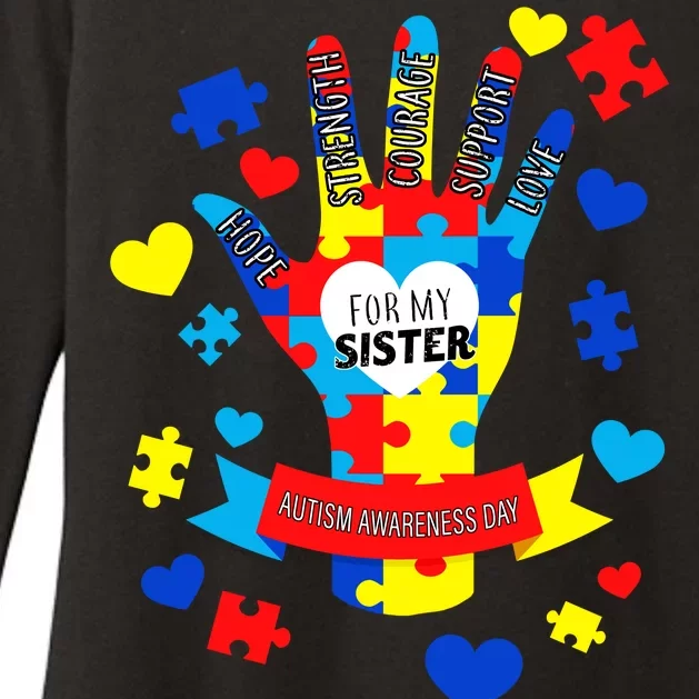 Support Autism Awareness Day For My Sister Womens CVC Long Sleeve Shirt