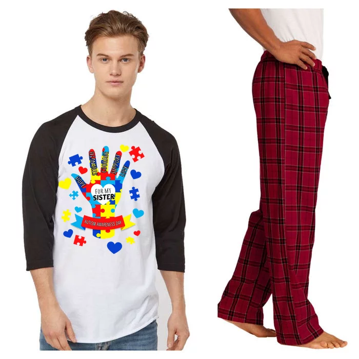 Support Autism Awareness Day For My Sister Raglan Sleeve Pajama Set